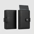 Porte Cartes Rigide Cuir Pour Homme — cuir lisse noir, vue principale