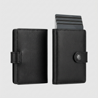 Porte Cartes Rigide Cuir Pour Homme — cuir lisse noir, vue principale