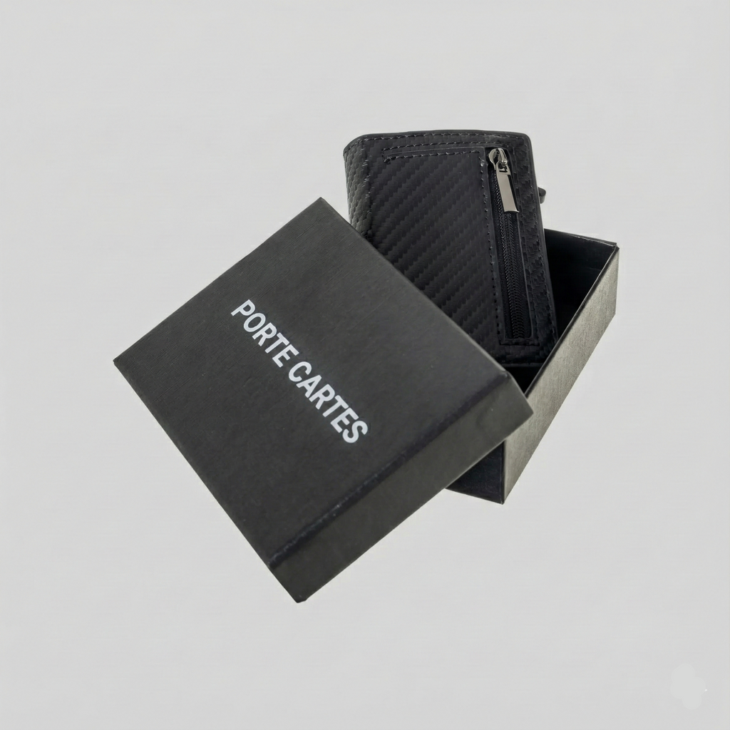 Porte Cartes Fibre de Carbone Homme — boîte cadeau signature Porte-cartes