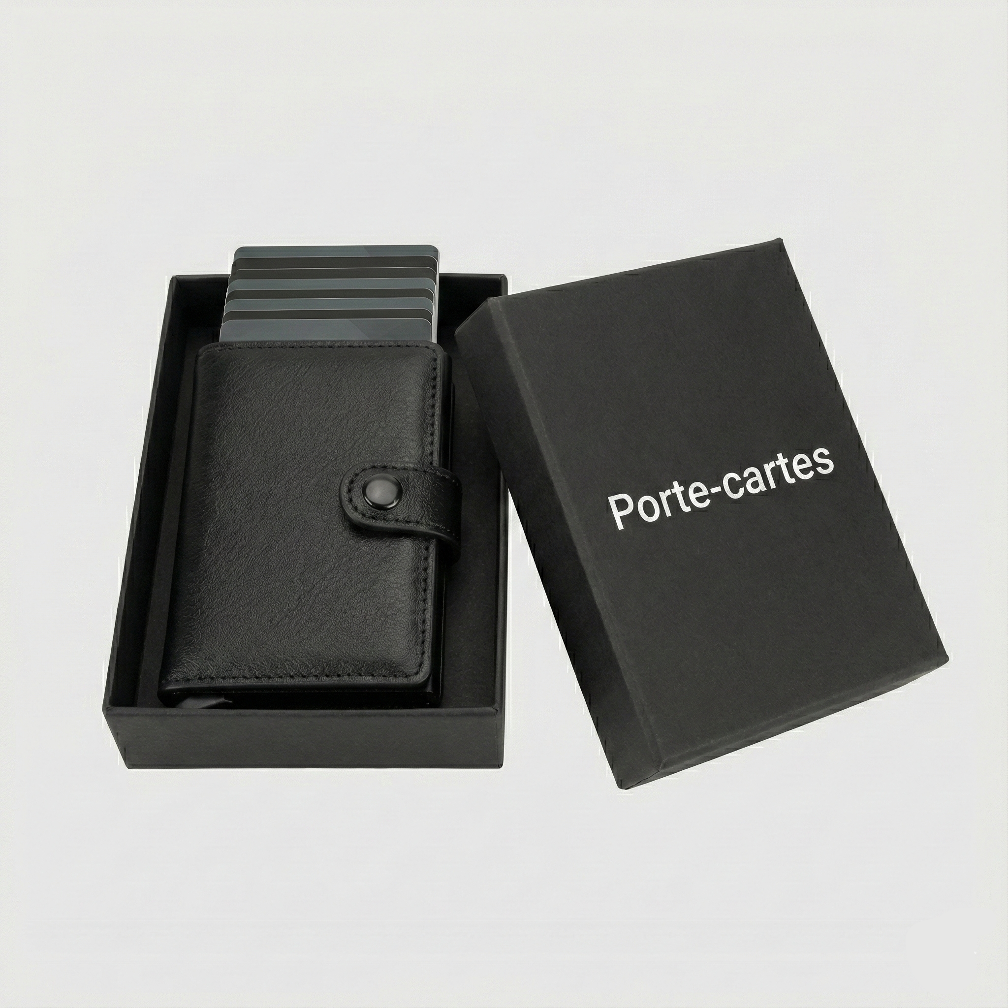 Porte Cartes Rigide Cuir Pour Homme — gros plan sur la matière cuir lisse