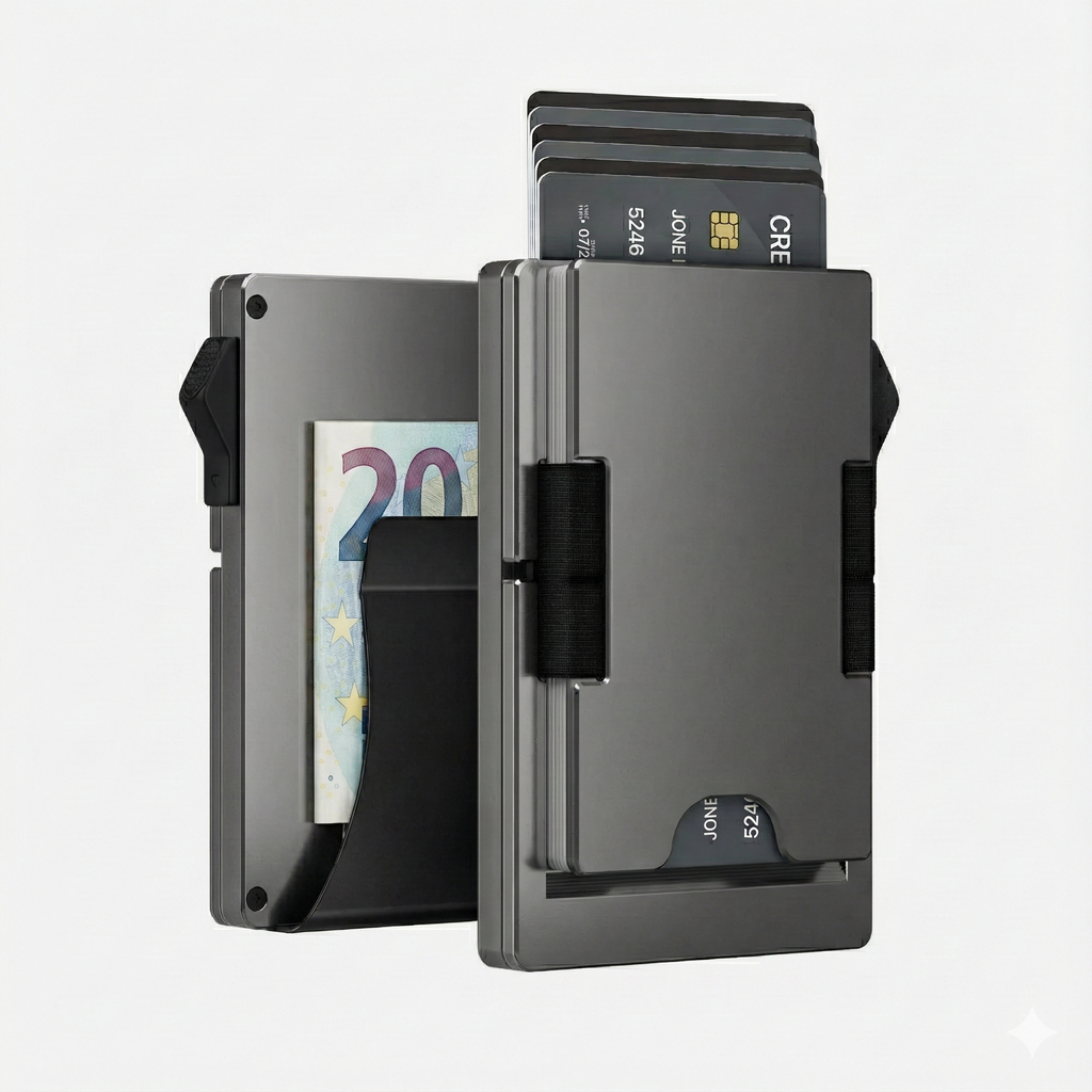 Porte Cartes Metal Homme RFID — aluminium anodisé gris anthracite, vue principale