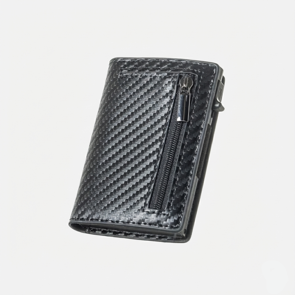 Porte Cartes Fibre de Carbone Homme — fibre de carbone tressée noir carbone, vue principale