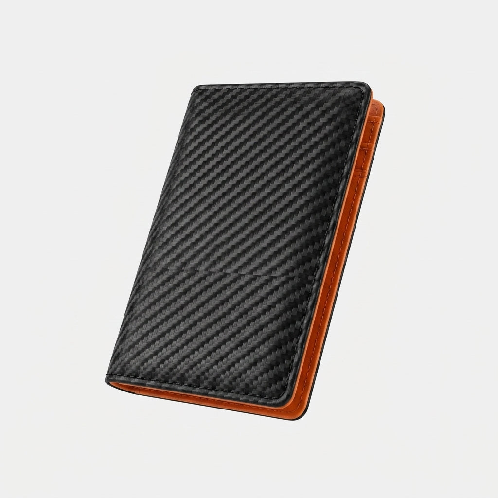 Porte Cartes Carbone Forgé Homme — cartes en éventail, accès direct par ouverture cuir souple