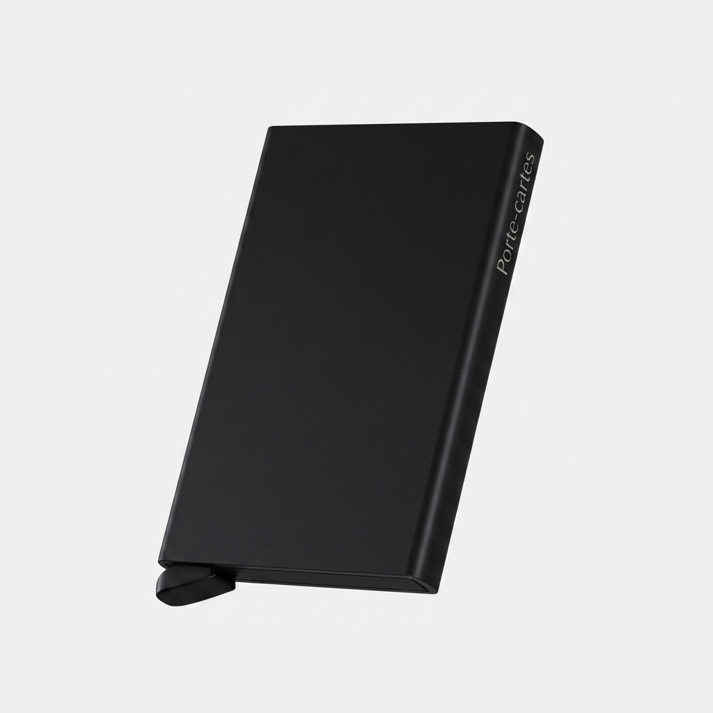 Porte Cartes Automatique Homme — aluminium anodisé mat noir mat, vue principale