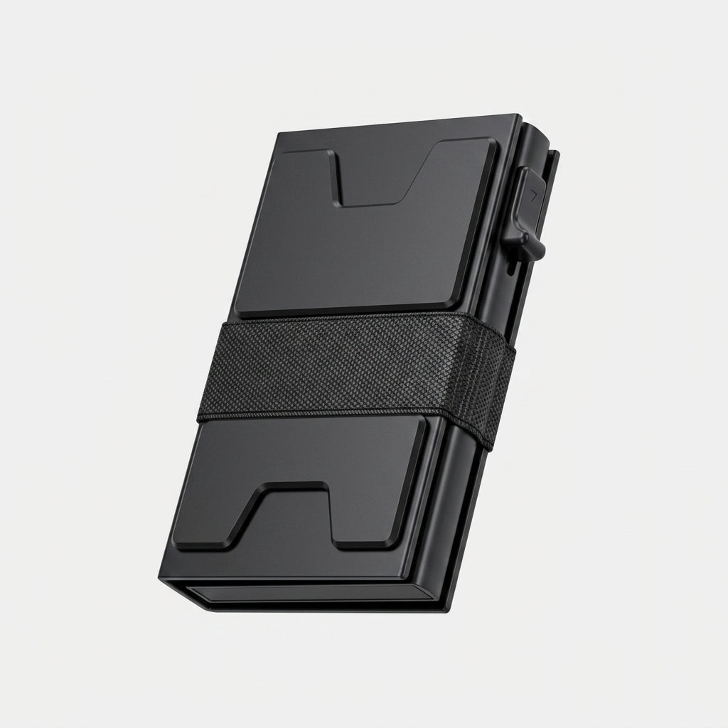 Porte Cartes Aluminium RFID Homme — cartes en éventail, levier latéral