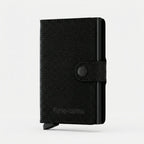 Porte Cartes Homme Luxe — cuir tissé façon canevas noir, vue principale