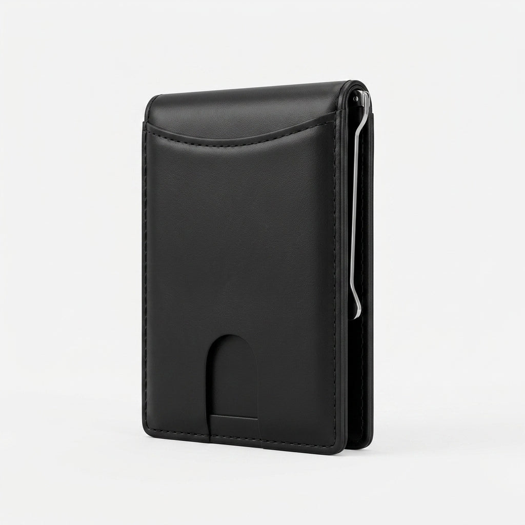 Porte Cartes Homme Vertical — cuir lisse noir, vue principale