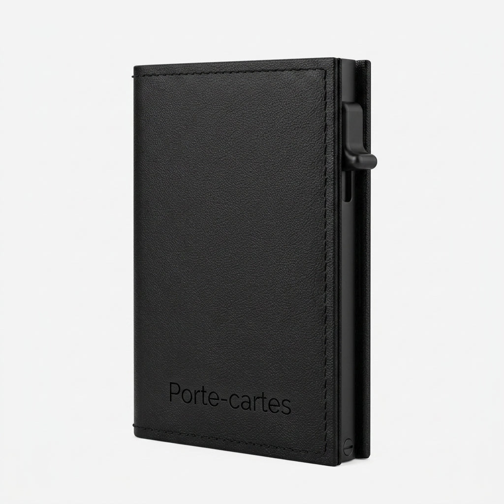 Porte Cartes Bancaire Cuir Homme — cartes en éventail, levier latéral