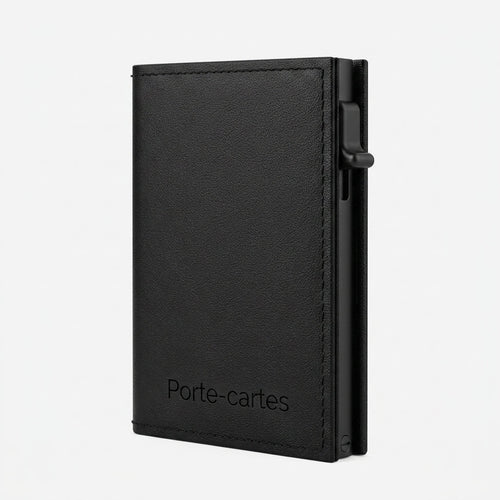 Porte Cartes Bancaire Cuir Homme — cartes en éventail, levier latéral