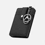 Porte Cartes Porte Clé Homme — cuir Saffiano grainé noir, vue principale