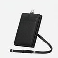 Porte Cartes Bandoulière Homme — cuir Saffiano texturé noir, vue principale