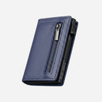 Porte Cartes RFID Homme — cuir lisse bleu marine, vue principale