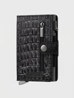 Porte Cartes Cuir Croco Homme — cartes en éventail, levier latéral