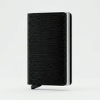 Porte Cartes Cuir Noir Homme Luxe — cuir grainé façon lézard noir, vue principale