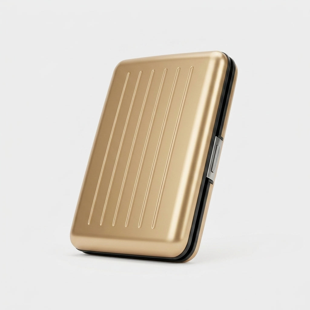 Porte Cartes Homme Doré — aluminium brossé doré champagne, vue principale