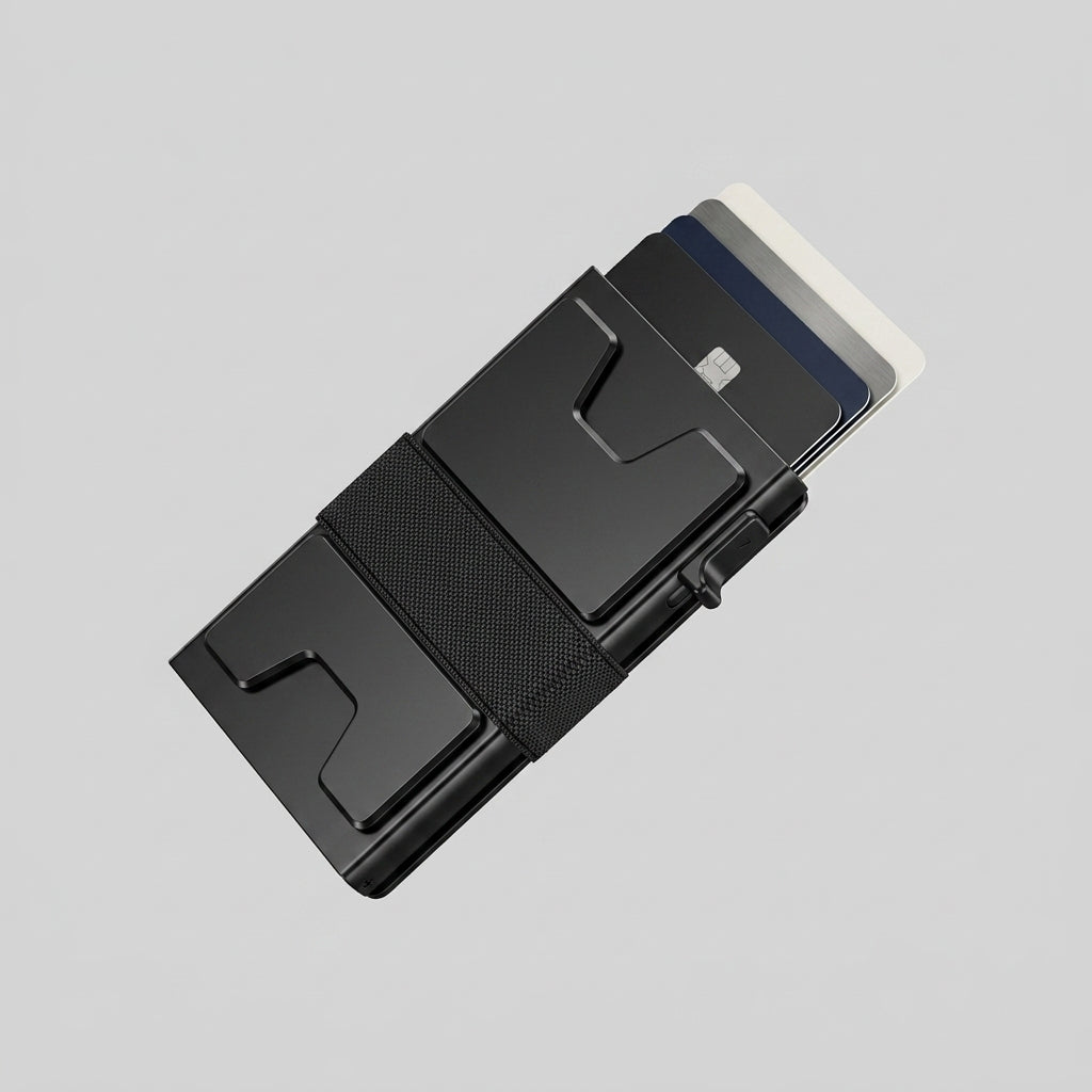 Porte Cartes Aluminium RFID Homme — aluminium aéronautique anodisé noir mat noir mat, vue principale