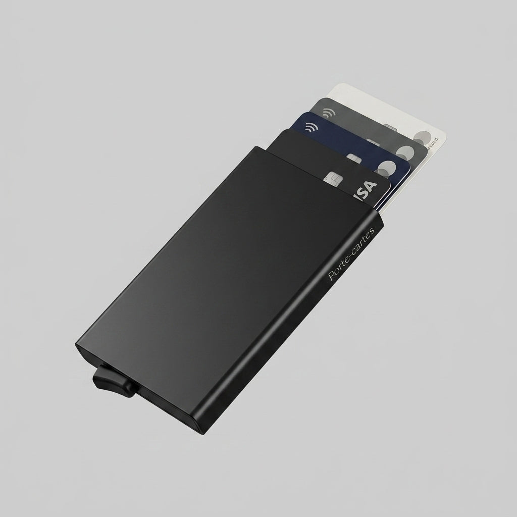 Porte Cartes Slim Homme — aluminium anodisé mat noir mat, vue principale