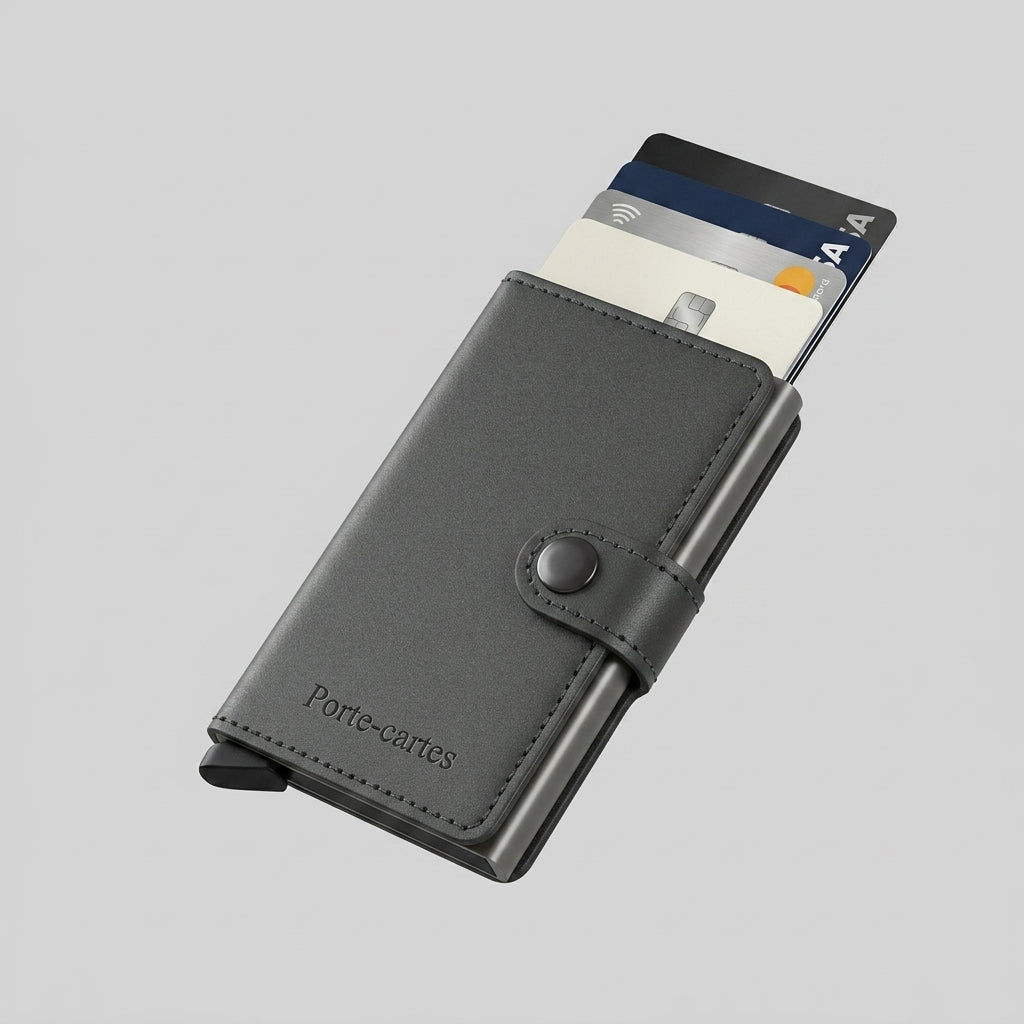 Porte Cartes Et Monnaie Homme — cuir lisse anthracite, vue principale