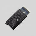 Porte Cartes Cuir Croco Homme — cuir gaufré effet crocodile noir crocodile, vue principale