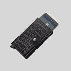 Porte Cartes Cuir Croco Homme — cuir gaufré effet crocodile noir crocodile, vue principale
