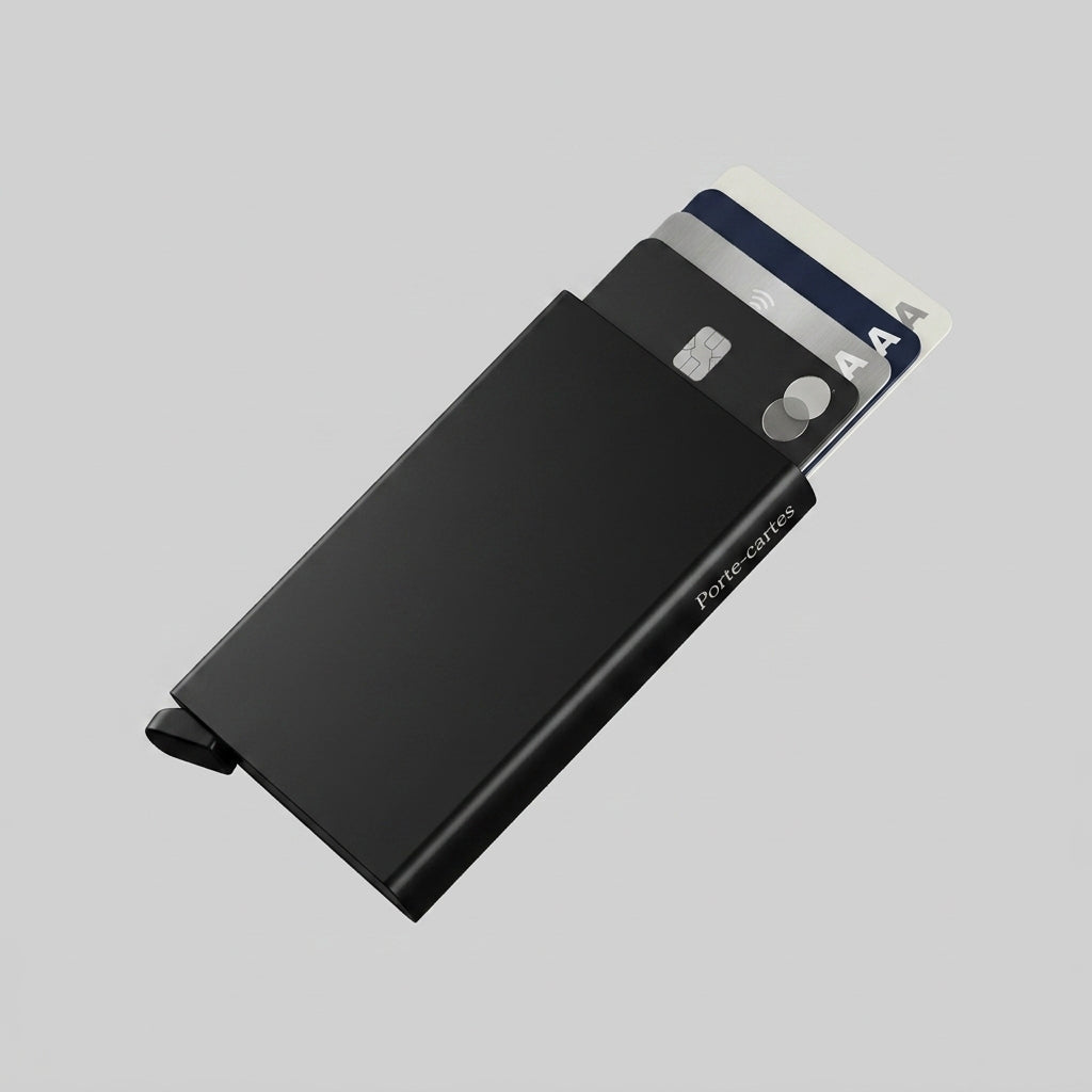 Porte Cartes Automatique Homme — cartes en éventail, levier latéral intégré