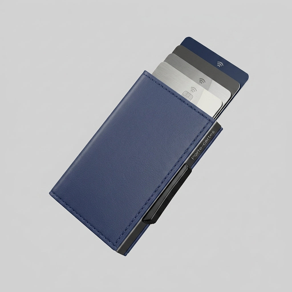 Porte Cartes RFID Homme — cartes en éventail, levier latéral