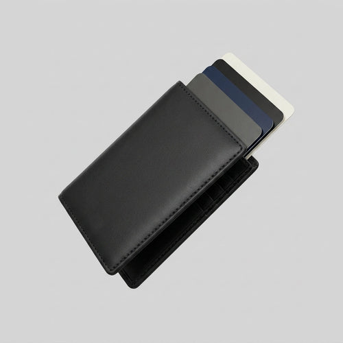Porte Cartes 3 Volets Homme — cuir lisse noir, vue principale