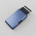 Porte Cartes Métal Bleu Homme — cartes en éventail, clip latéral