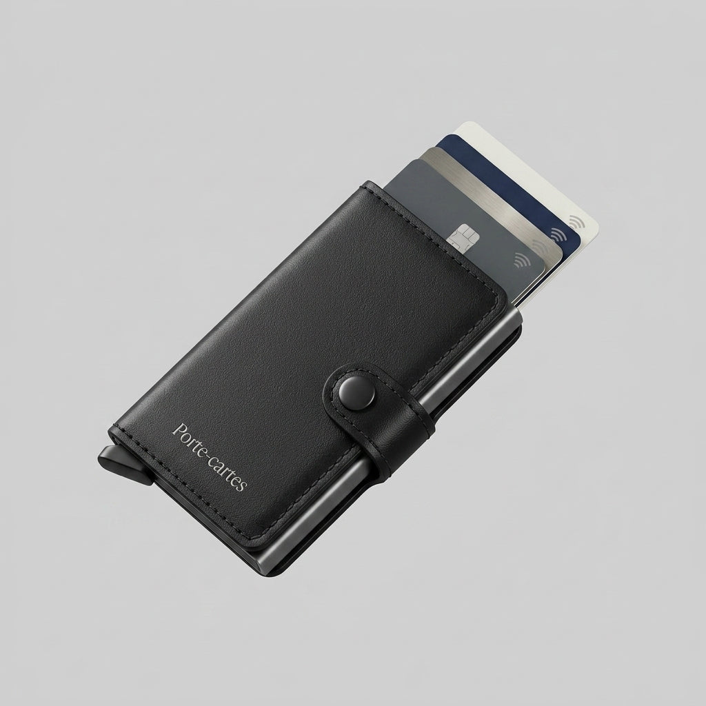 Porte Cartes Double Homme — cartes en éventail, double mécanisme levier