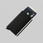 Porte Cartes Cuir Noir Homme Luxe — cartes en éventail, levier latéral