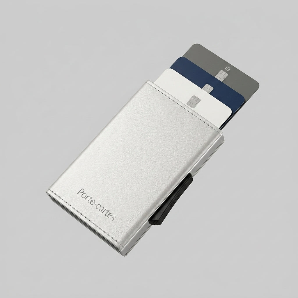 Porte Cartes Clip Homme — cuir nacré blanc argenté nacré, vue principale