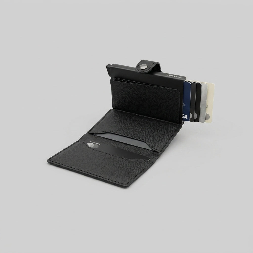 Porte Cartes Homme Luxe — gros plan sur la matière cuir tissé façon canevas