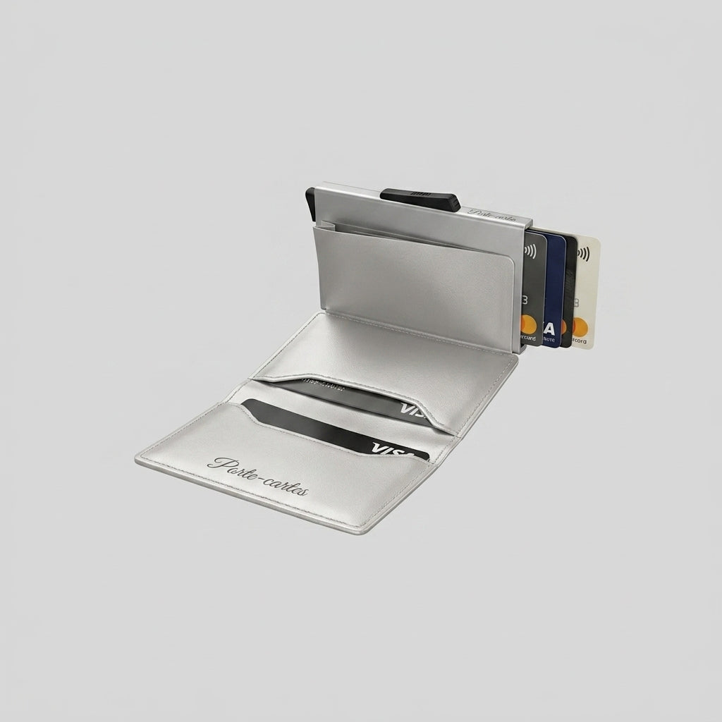 Porte Cartes Clip Homme — cartes en éventail, levier latéral