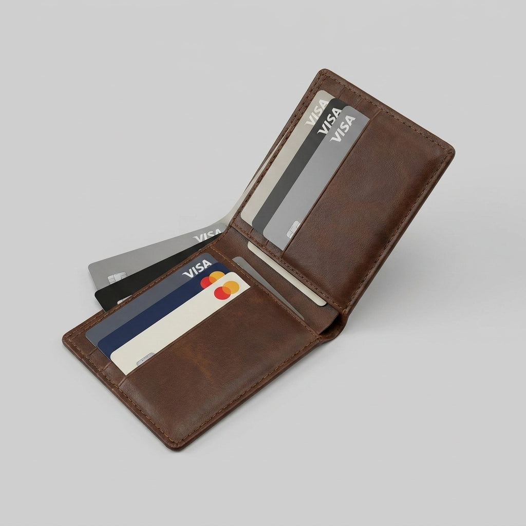 Porte Cartes Pliable Homme — cartes en éventail, pliage bi-fold classique