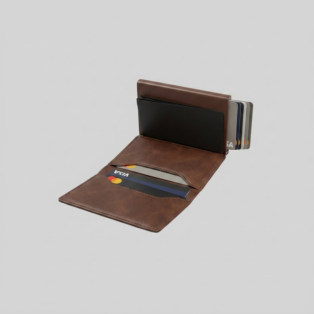 Porte Cartes Cuir Grainé Homme — boîte cadeau signature Porte-cartes