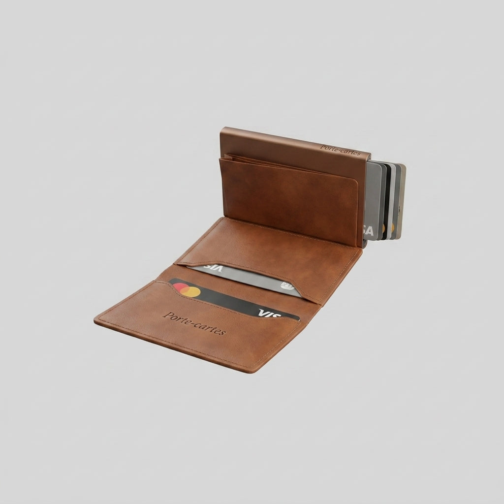 Porte Cartes Automatique Cuir Homme — boîte cadeau signature Porte-cartes