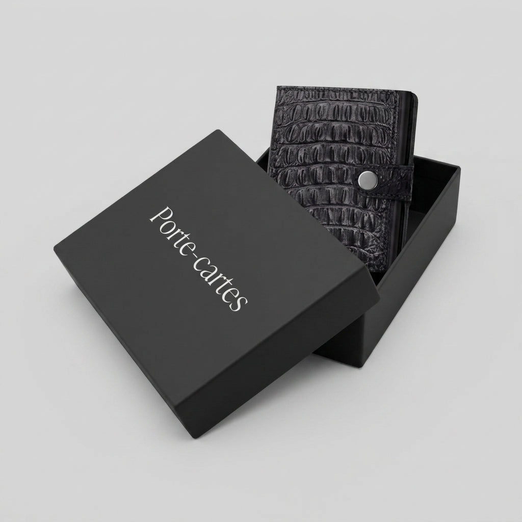 Porte Cartes Cuir Croco Homme — boîte cadeau signature Porte-cartes