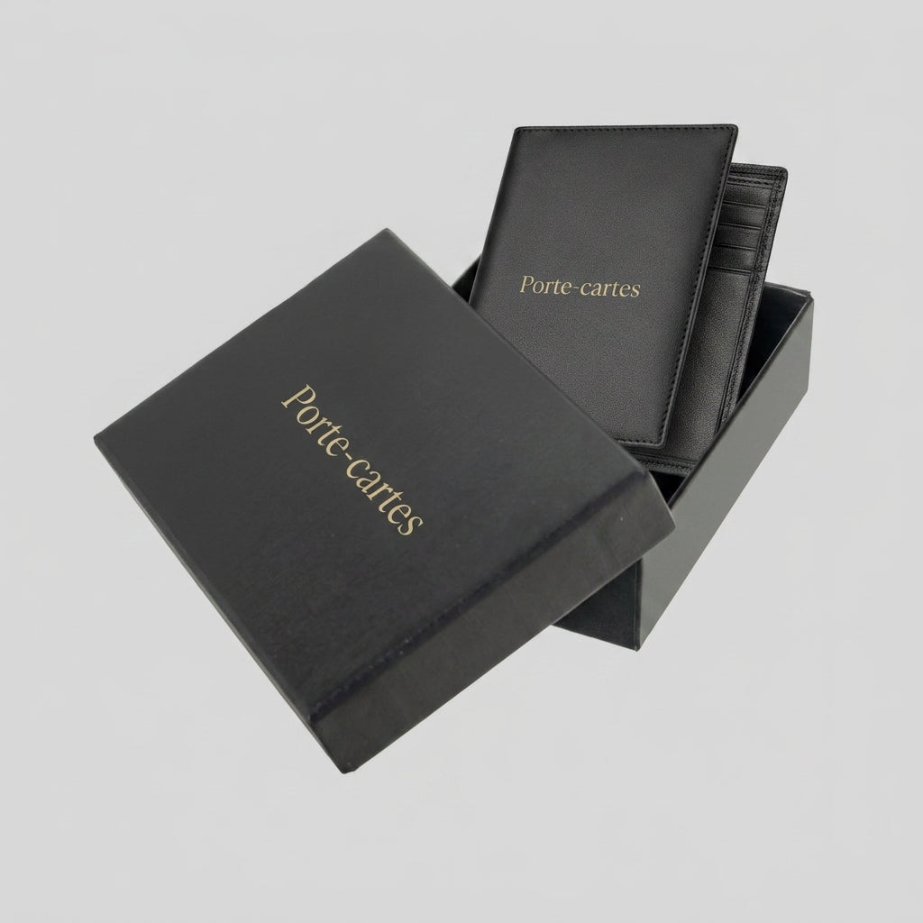 Porte Cartes 3 Volets Homme — gros plan sur la matière cuir lisse