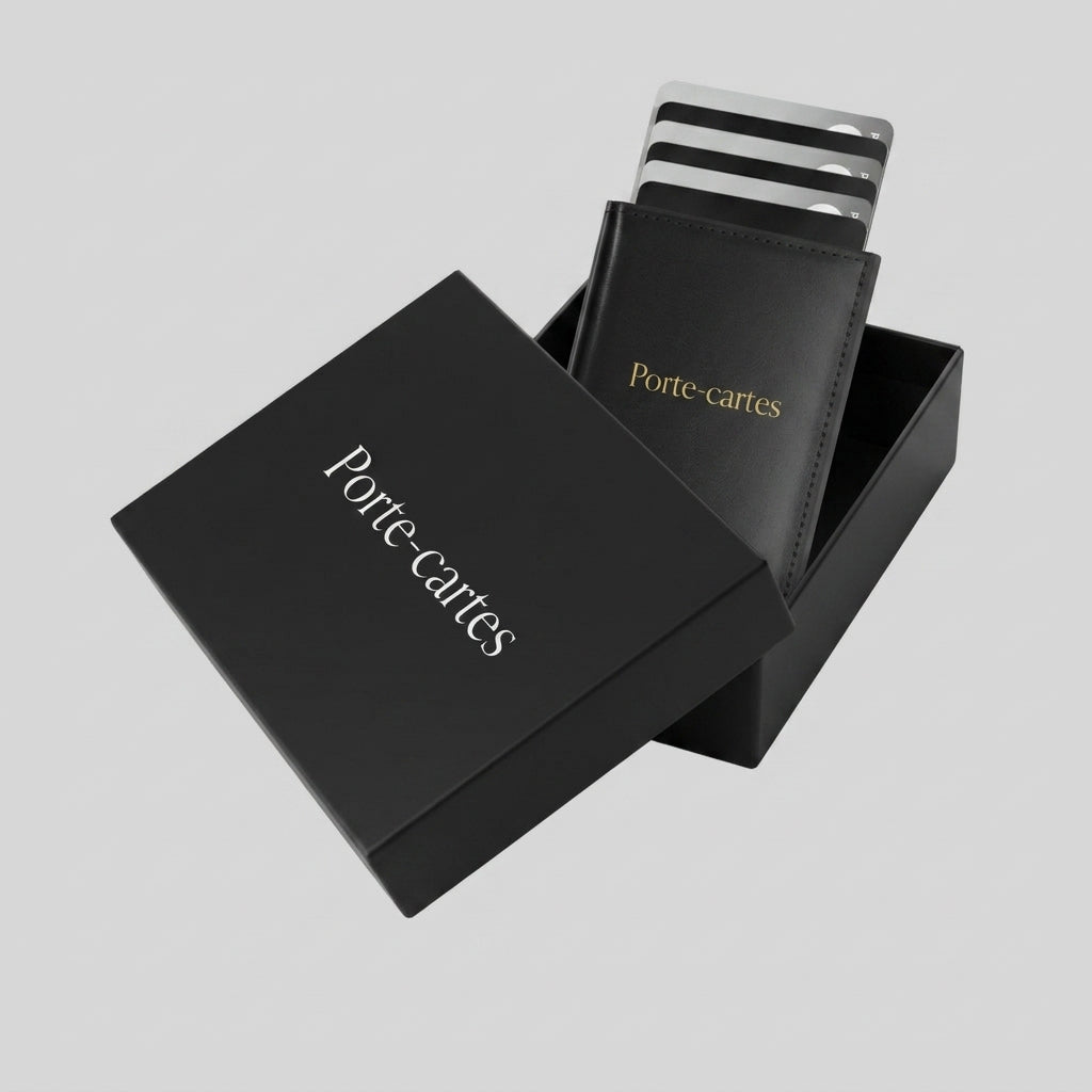 Porte Cartes Anti Piratage Homme — gros plan sur la matière cuir lisse