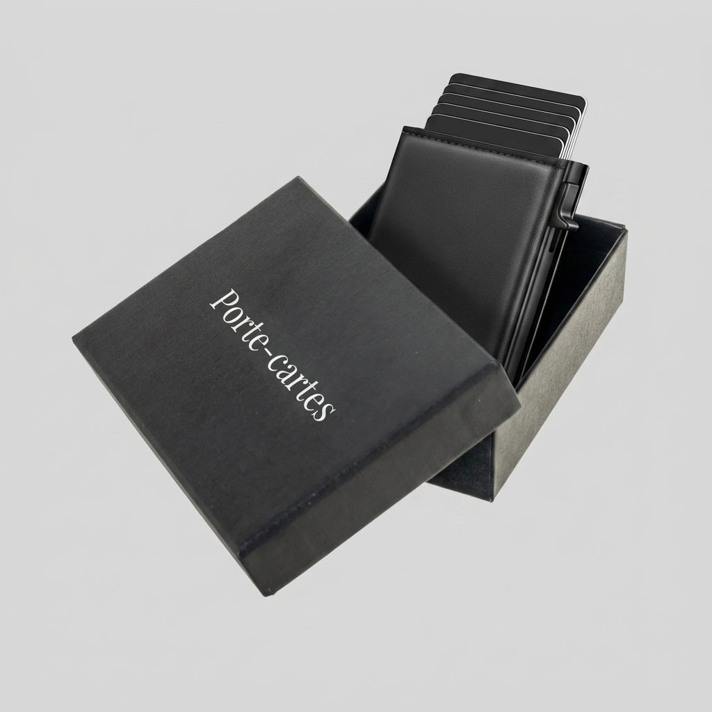 Porte Cartes De Crédit Homme — cartes en éventail, levier latéral