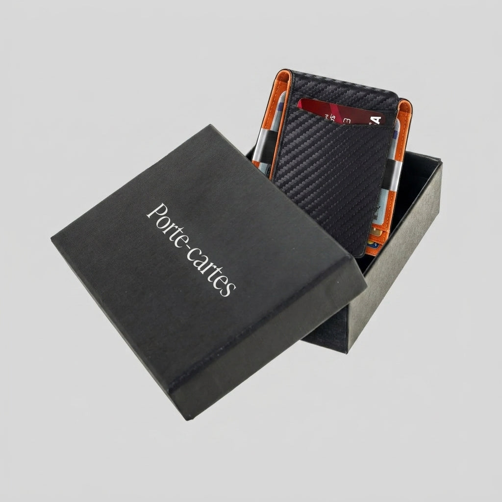 Porte Cartes Carbone Forgé Homme — boîte cadeau signature Porte-cartes