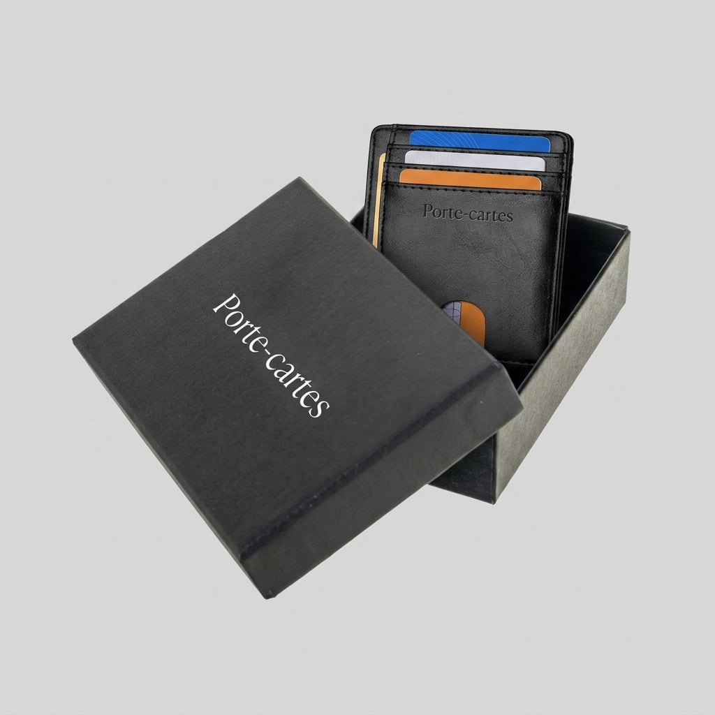 Porte Cartes Homme Compact — gros plan sur la matière cuir vegan lisse effet vintage