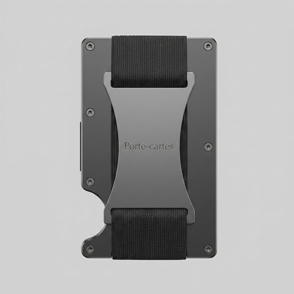 Porte Cartes Métal Homme — gros plan sur la matière aluminium aéronautique anodisé