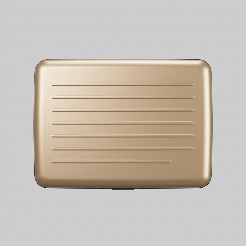 Porte Cartes Homme Doré — cartes en éventail, ouverture clip latéral
