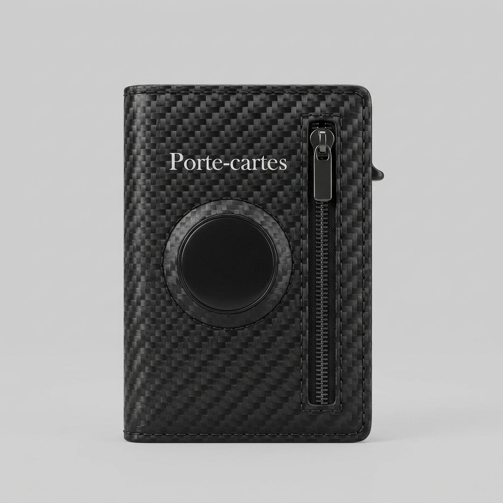 Porte Cartes Airtag Homme — cartes en éventail, levier latéral