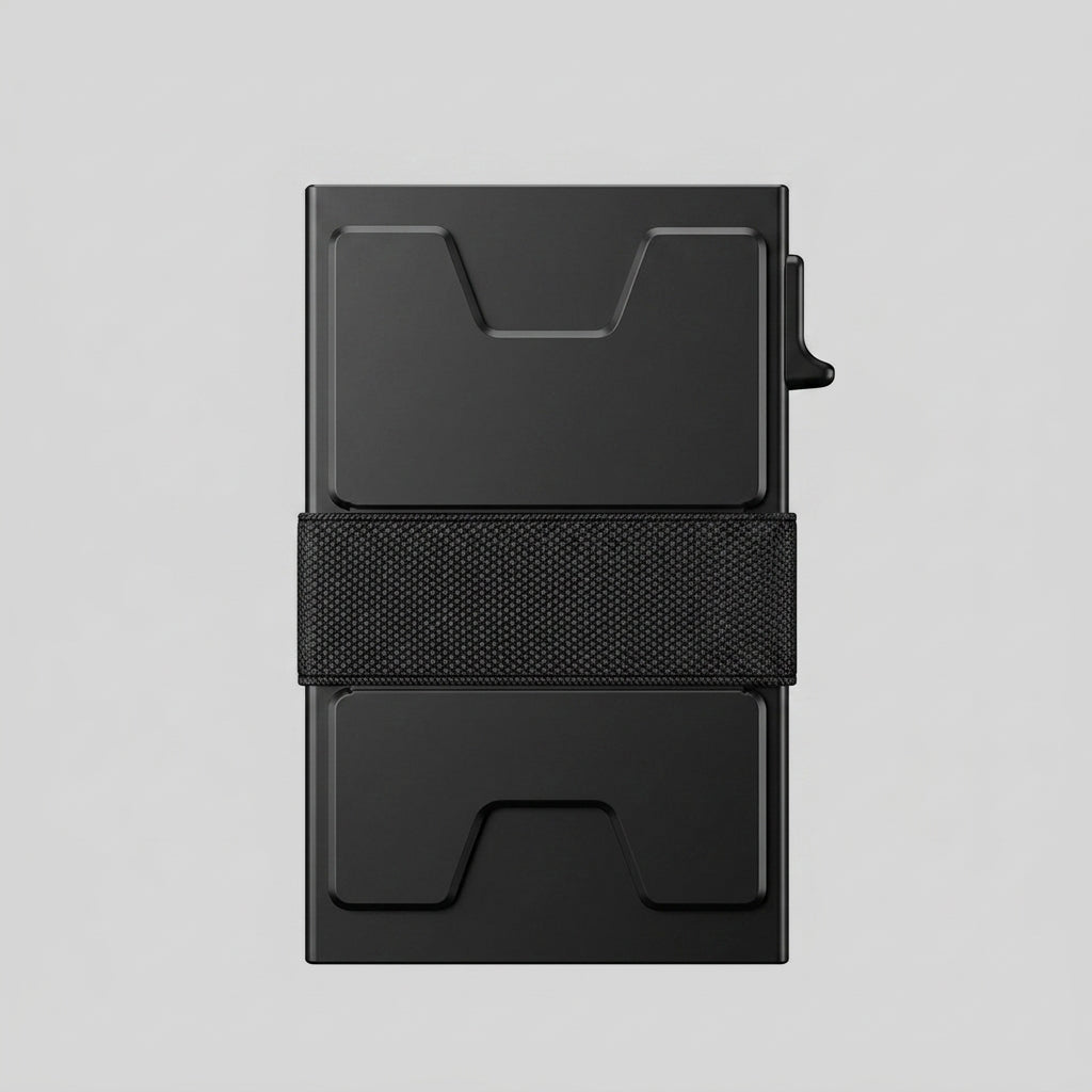 Porte Cartes Aluminium RFID Homme — vue de dos et profil fin