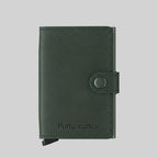 Porte Cartes Cuir Vert Homme — gros plan sur la matière cuir lisse