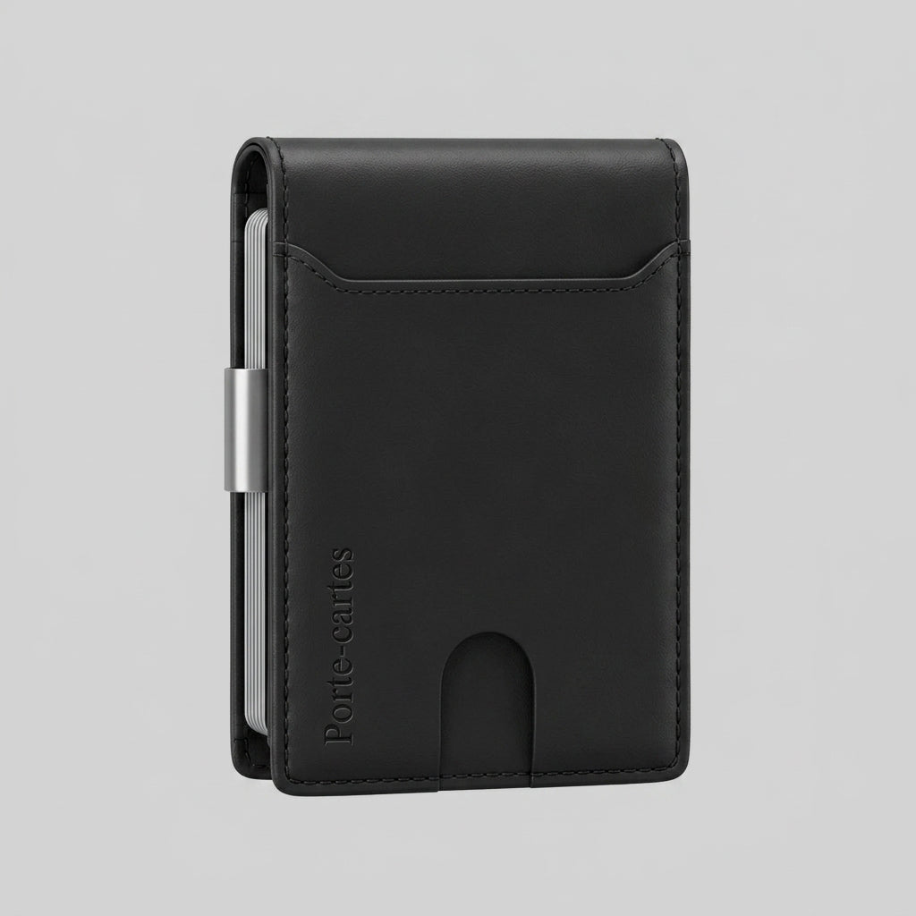Porte Cartes Portefeuille Homme — gros plan sur la matière cuir lisse