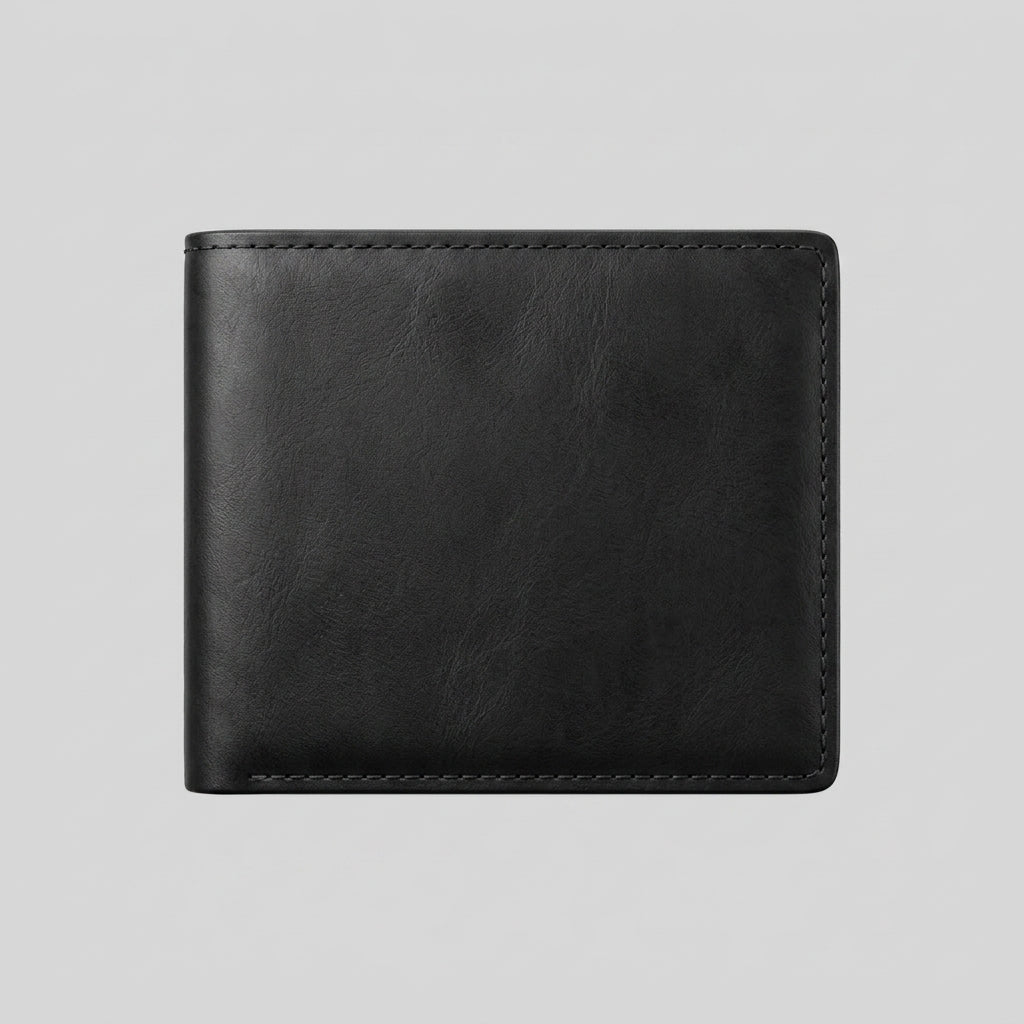 Porte Cartes 2 Volets Homme — cuir lisse noir, vue principale