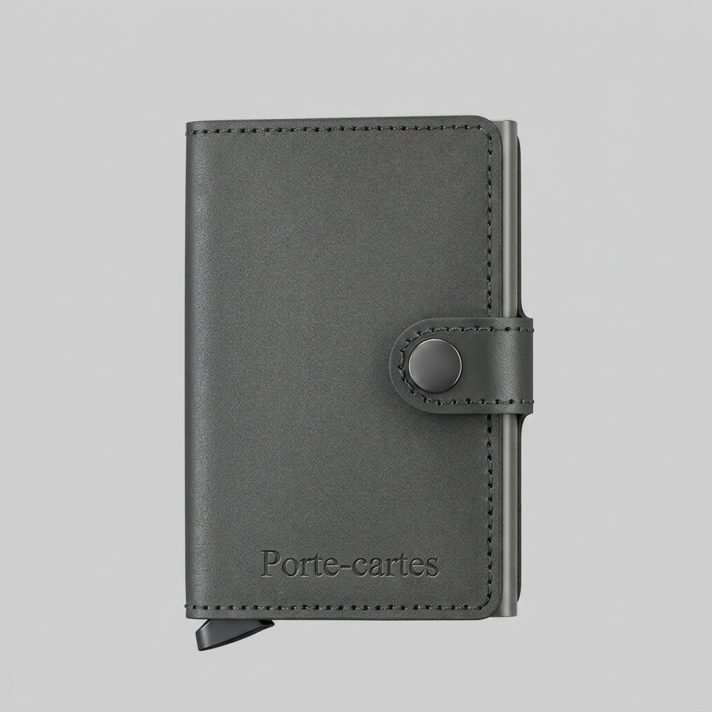 Porte Cartes Et Monnaie Homme — gros plan sur la matière cuir lisse